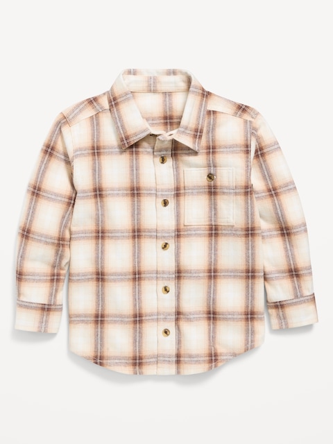 Long-Sleeve Plaid Flannel Shirt for Toddler Boys
