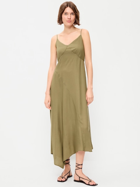 Fit & Flare Tie-Back Asymmetrical Midi Dress
