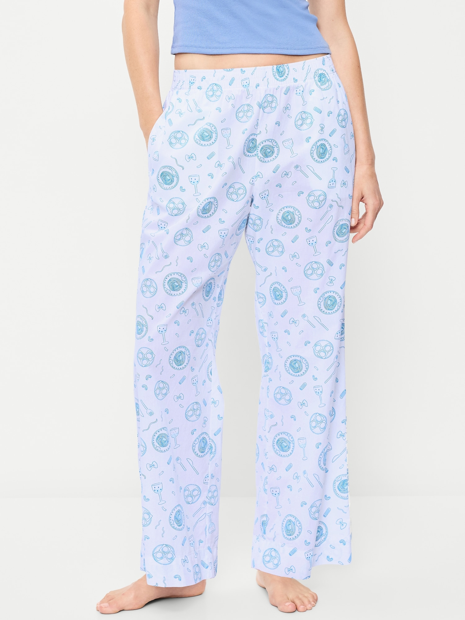 High-Waisted Poplin Pajama Pant