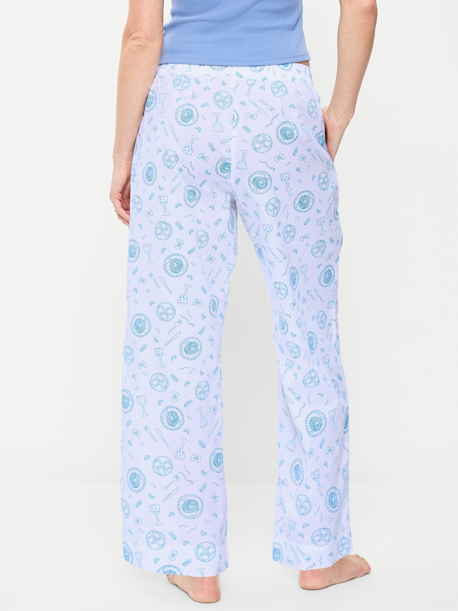 High-Waisted Poplin Pajama Pant