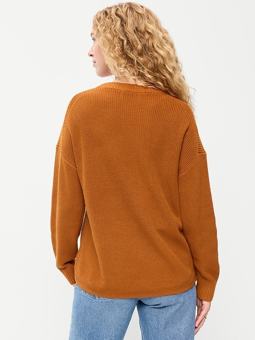 Image number 2 showing, Crew-Neck Shaker Stitch Tunic Sweater