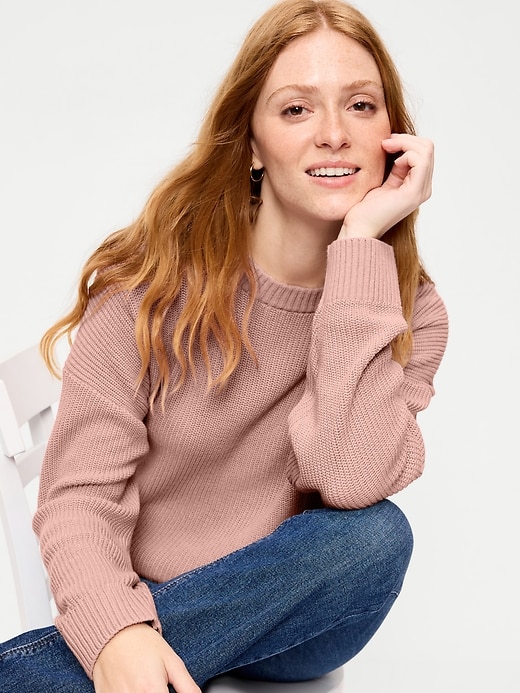 Image number 3 showing, Crew-Neck Shaker Stitch Tunic Sweater
