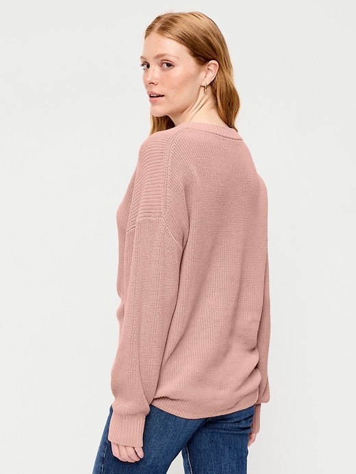 Image number 2 showing, Crew-Neck Shaker Stitch Tunic Sweater