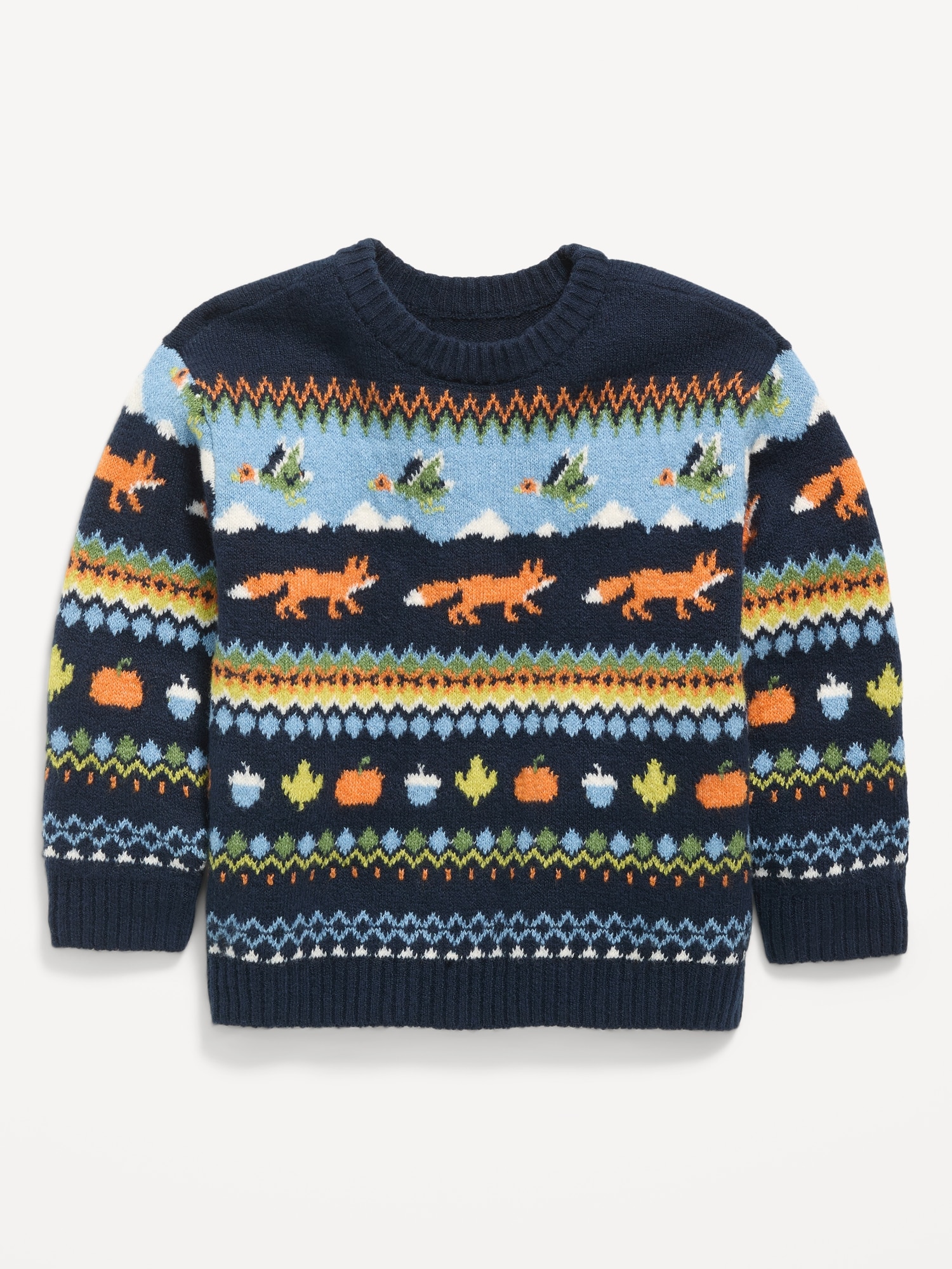 Printed Oversized Long-Sleeve Sweater for Toddler Boys