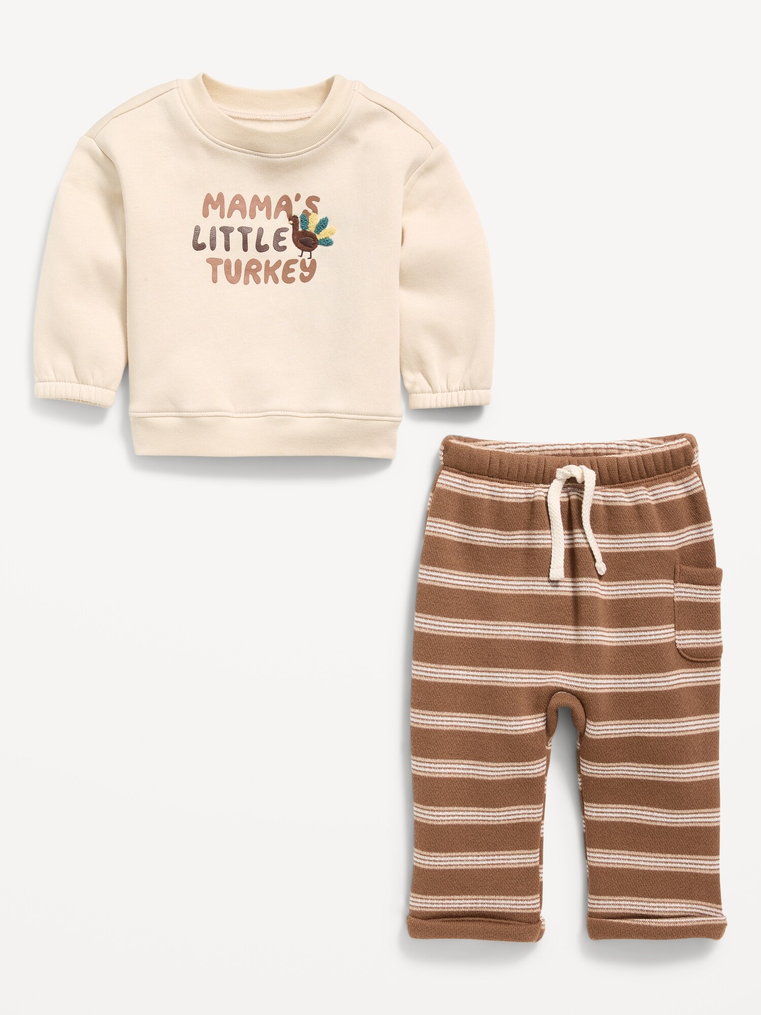 Детский комплект Old Navy: свитшот с длинным рукавом и спортивные брюки для младенцев, цвет: Коричневый — фото 2