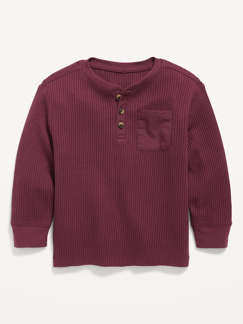 Long-Sleeve Waffle Knit Henley T-Shirt for Toddler Boys
