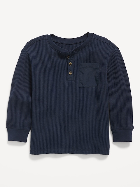 Long-Sleeve Waffle Knit Henley T-Shirt for Toddler Boys