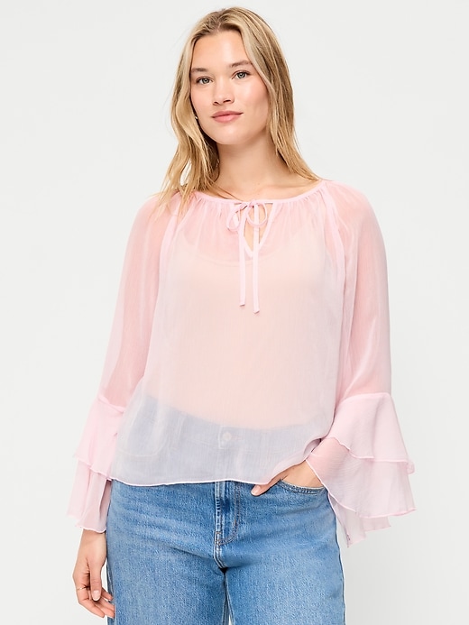 Image number 2 showing, Bell-Sleeve Ruffle Top