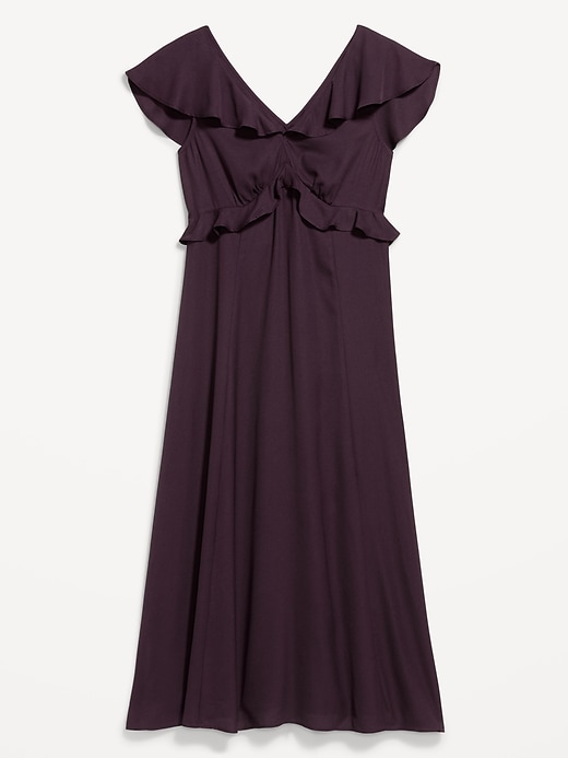 Image number 1 showing, Flutter-Sleeve Crepe Maxi Dress