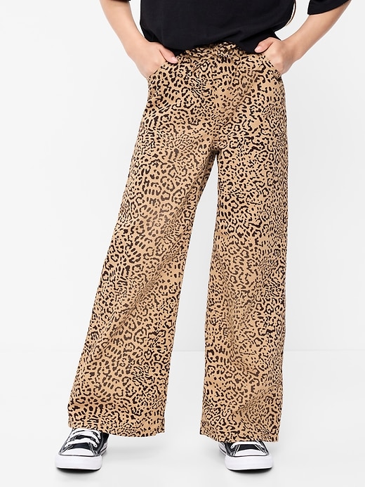 Image number 1 showing, Pull-On Super Baggy Wide-Leg Twill Pants for Girls