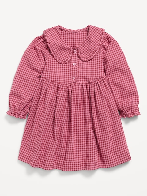 Long-Sleeve Flannel Dress for Toddler Girls