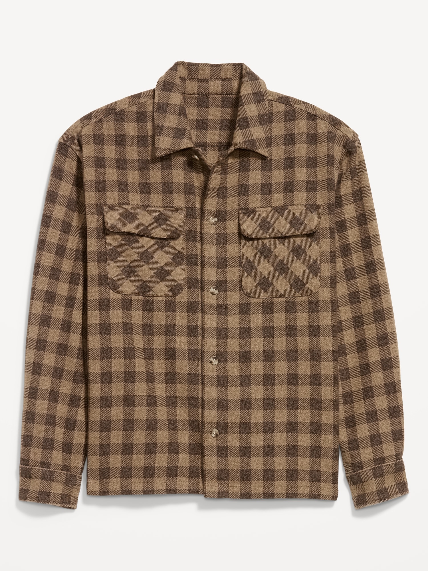Long-Sleeve Heavyweight Plaid Flannel Pocket Shirt