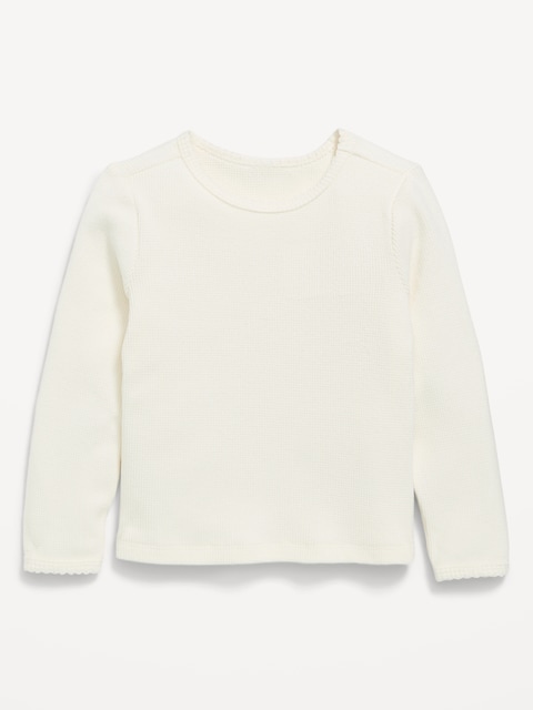 Long-Sleeve Waffle Knit T-Shirt for Toddler Girls