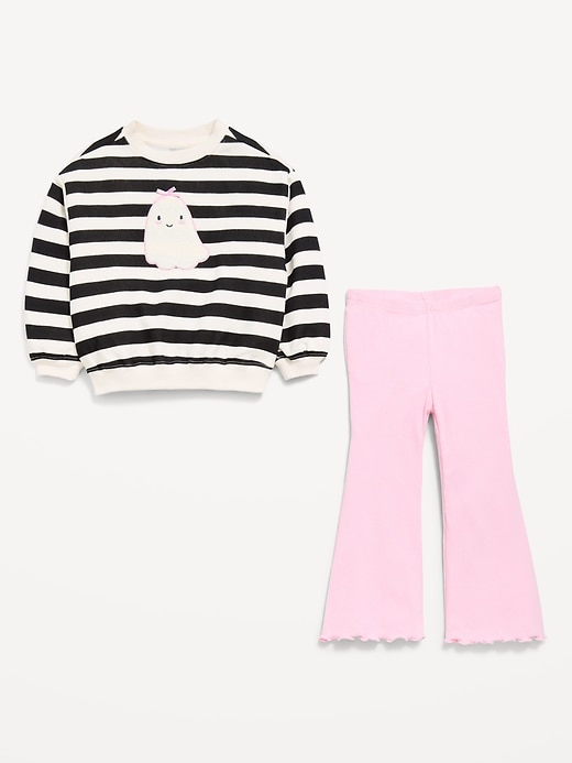 Image number 5 showing, Graphic Sweatshirt and Flared Legging Set for Toddler Girls