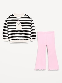 Image number 5 showing, Graphic Sweatshirt and Flared Legging Set for Toddler Girls