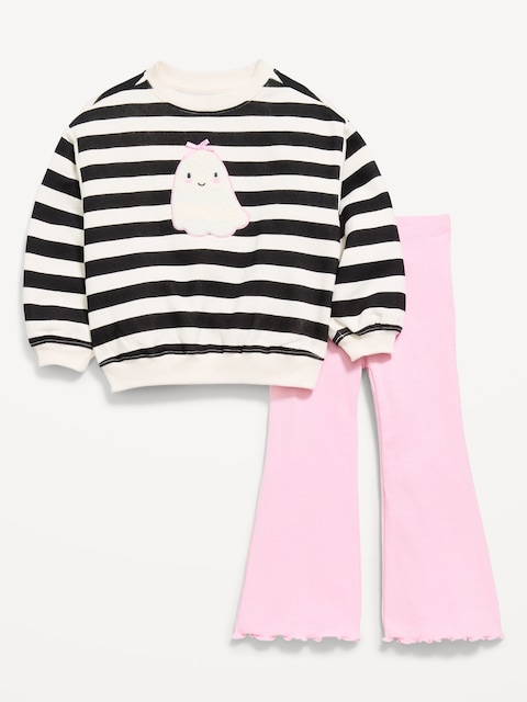 Graphic Sweatshirt and Flared Legging Set for Toddler Girls