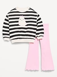 Image number 1 showing, Graphic Sweatshirt and Flared Legging Set for Toddler Girls