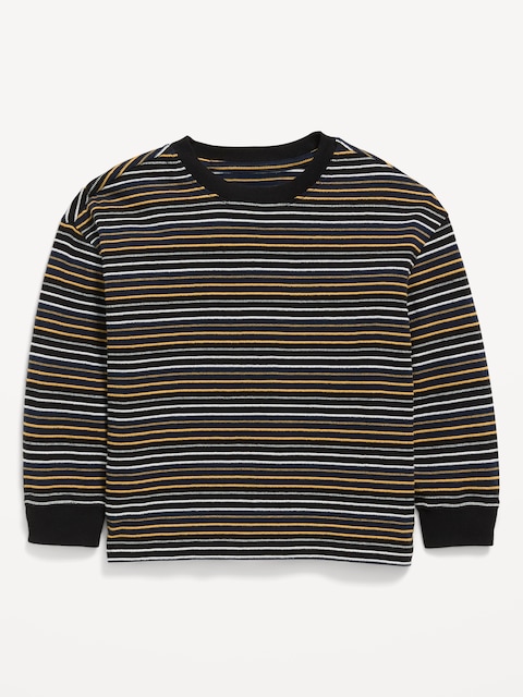 Oversized Long-Sleeve Striped T-Shirt for Toddler Boys