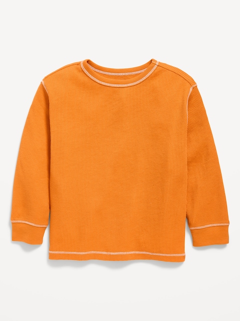 Long-Sleeve Waffle Knit T-Shirt for Toddler Boys