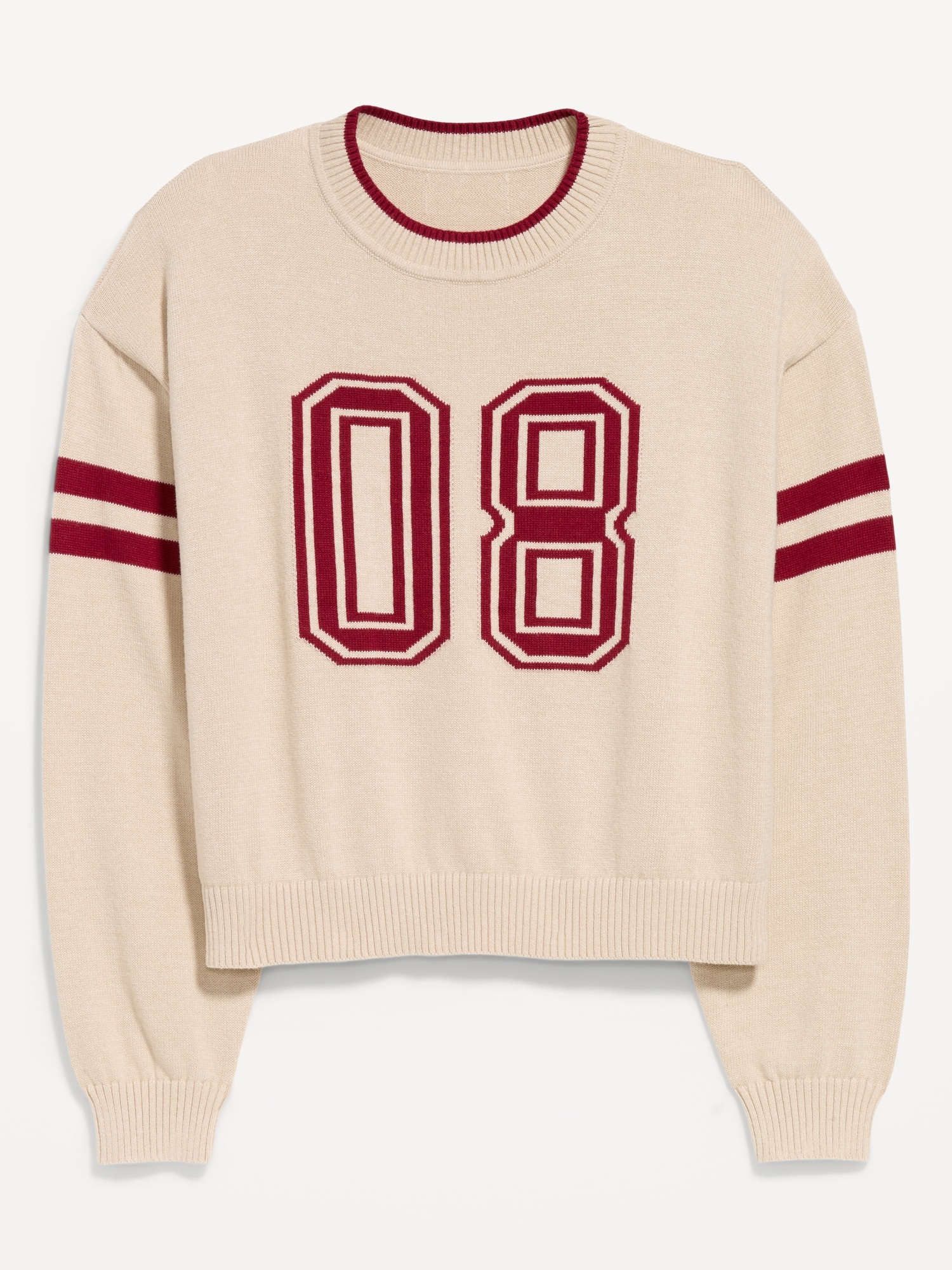 SoSoft Cotton Jacquard Crew-Neck Cropped Sweater