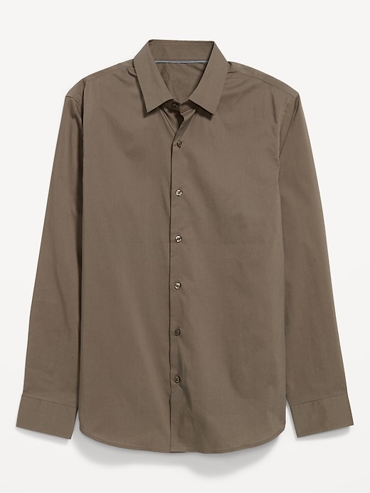 old navy men's dress shirts Slim Fit Pro Signature Performance Shirt - Black notched collar short sleeves full Old Navy Men's Slim Fit