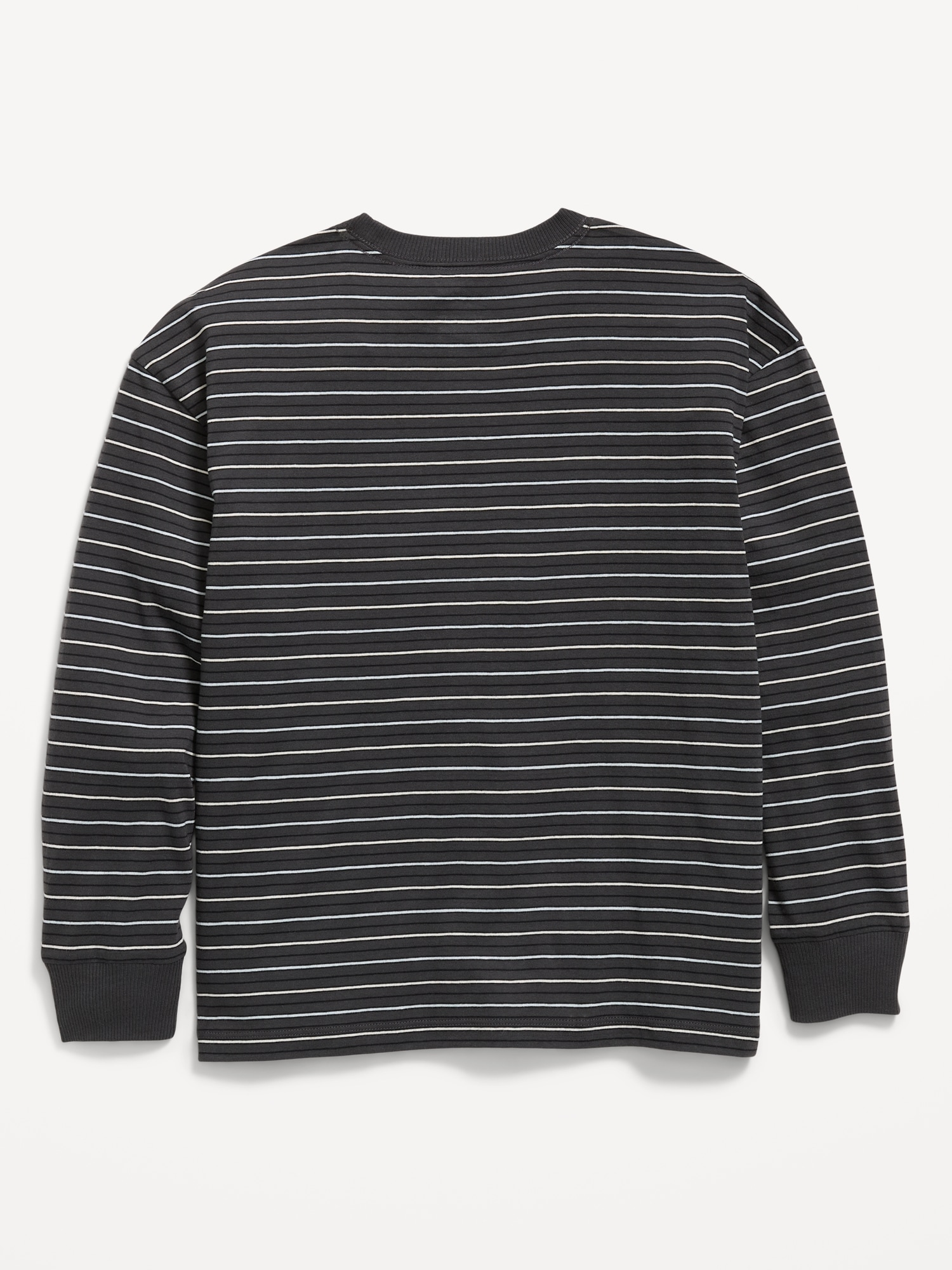 Oversized Long-Sleeve Striped Pocket T-Shirt for Boys