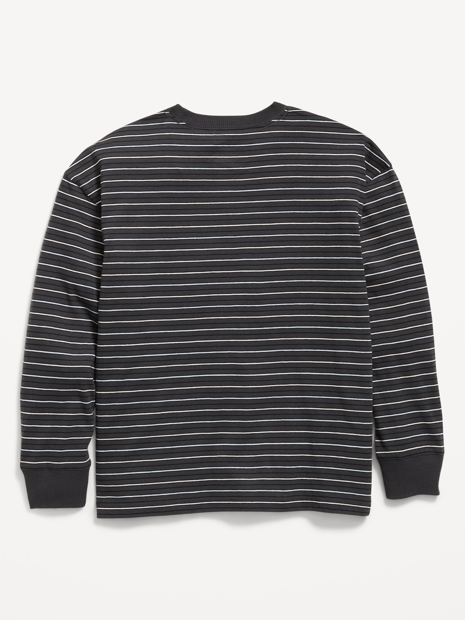 Футболка Old Navy Oversized Long-Sleeve Striped Pocket T-Shirt для мальчиков, цвет: Panther — фото 2