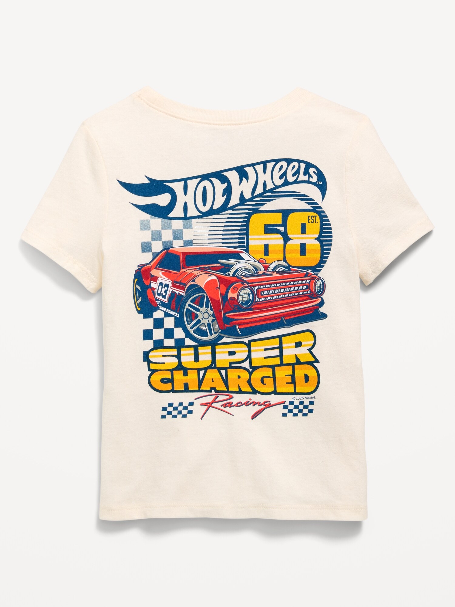 Детская футболка Old Navy Hot Wheels™ Unisex Graphic T-Shirt Toddler, цвет: Creme De La Creme — фото 2