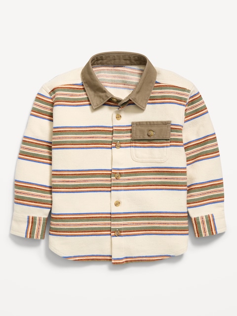Long-Sleeve Utility Pocket Shirt for Toddler Boys