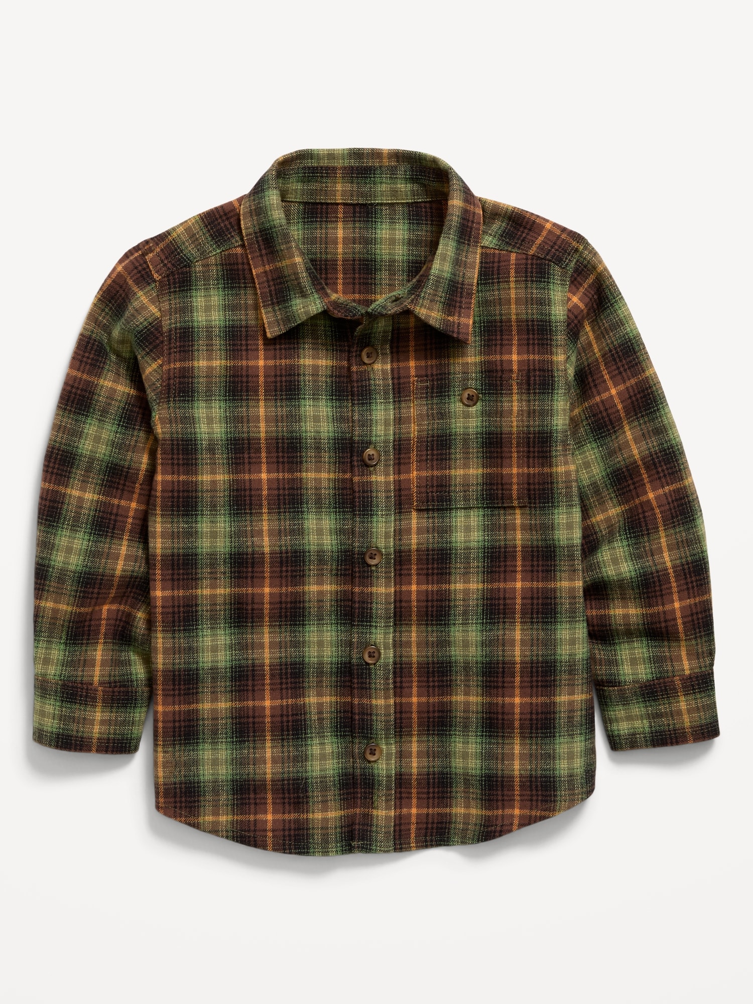 Long-Sleeve Plaid Flannel Shirt for Toddler Boys