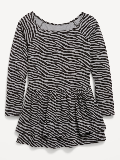 Fitted Long-Sleeve Ruffled Dress for Girls
