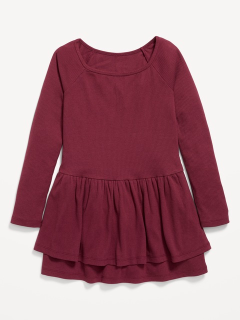 Fitted Long-Sleeve Ruffled Dress for Girls