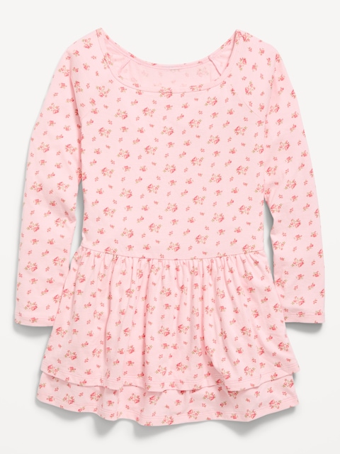 Fitted Long-Sleeve Ruffled Dress for Girls