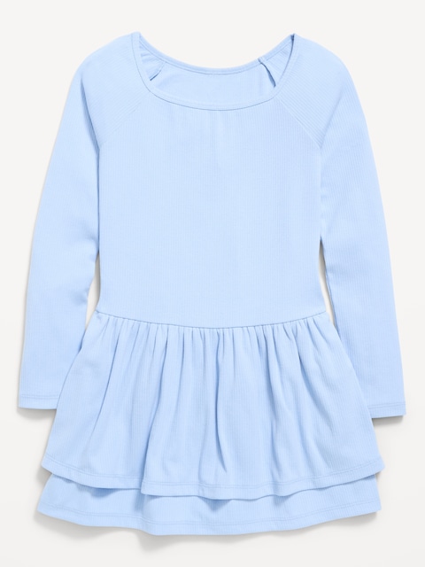 Fitted Long-Sleeve Ruffled Dress for Girls