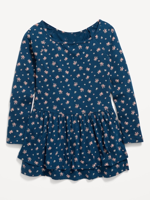 Fitted Long-Sleeve Ruffled Dress for Girls