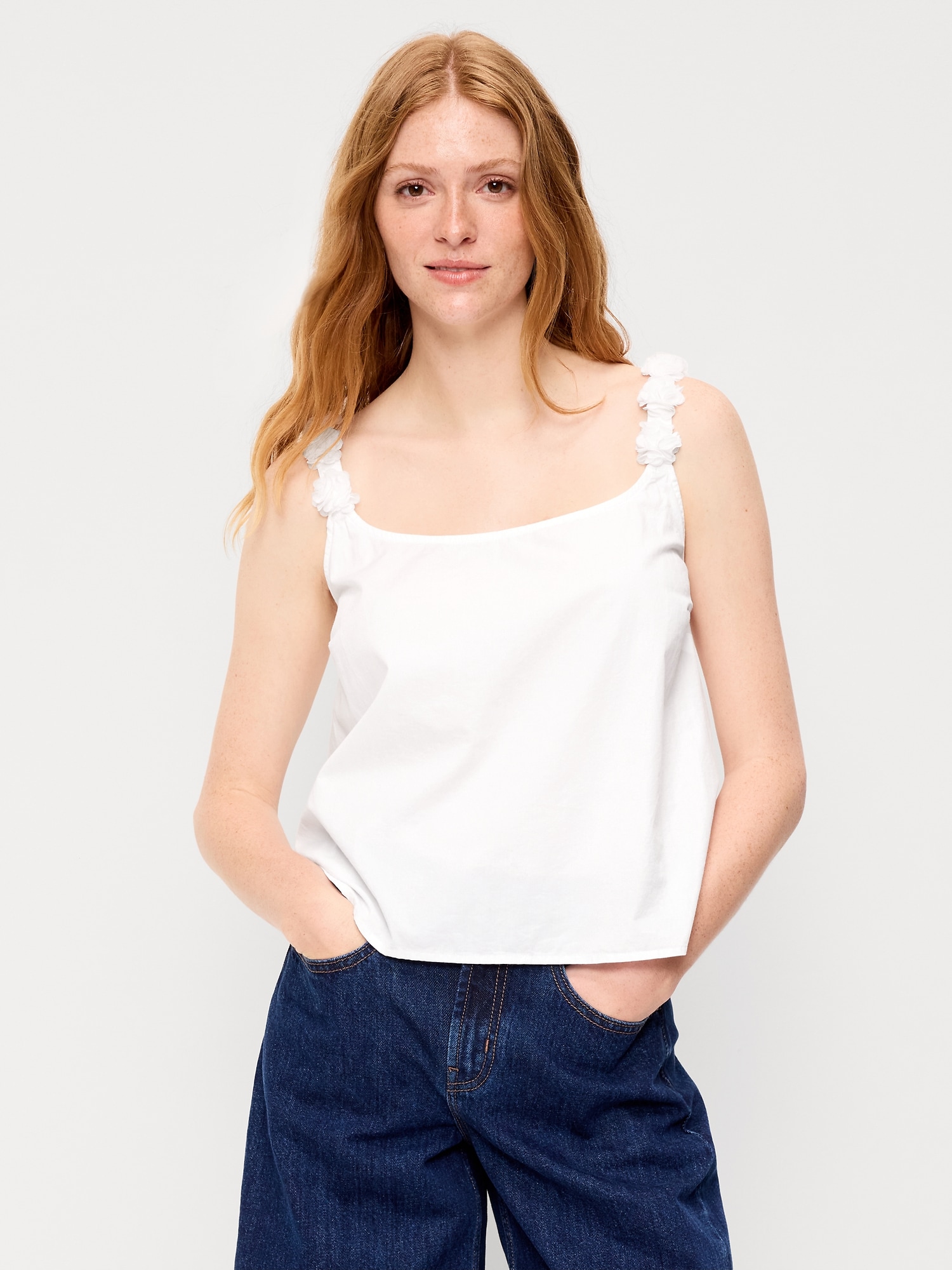 Rosette-Strap Tank Top | Old Navy