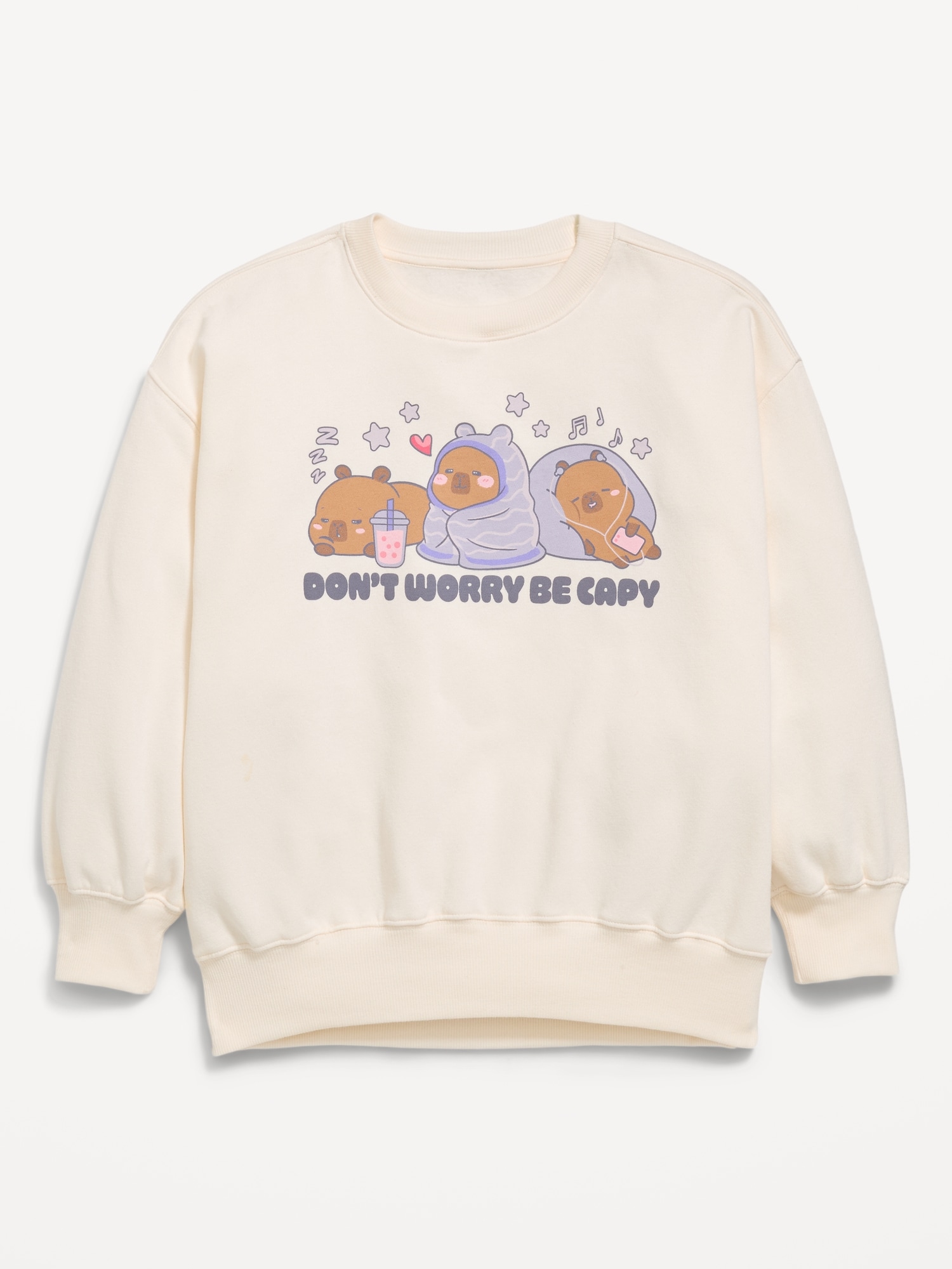 CapyFun™ Oversized Graphic Tunic Sweatshirt for Girls
