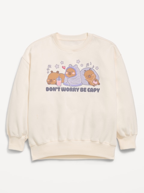 CapyFun™ Oversized Graphic Tunic Sweatshirt for Girls