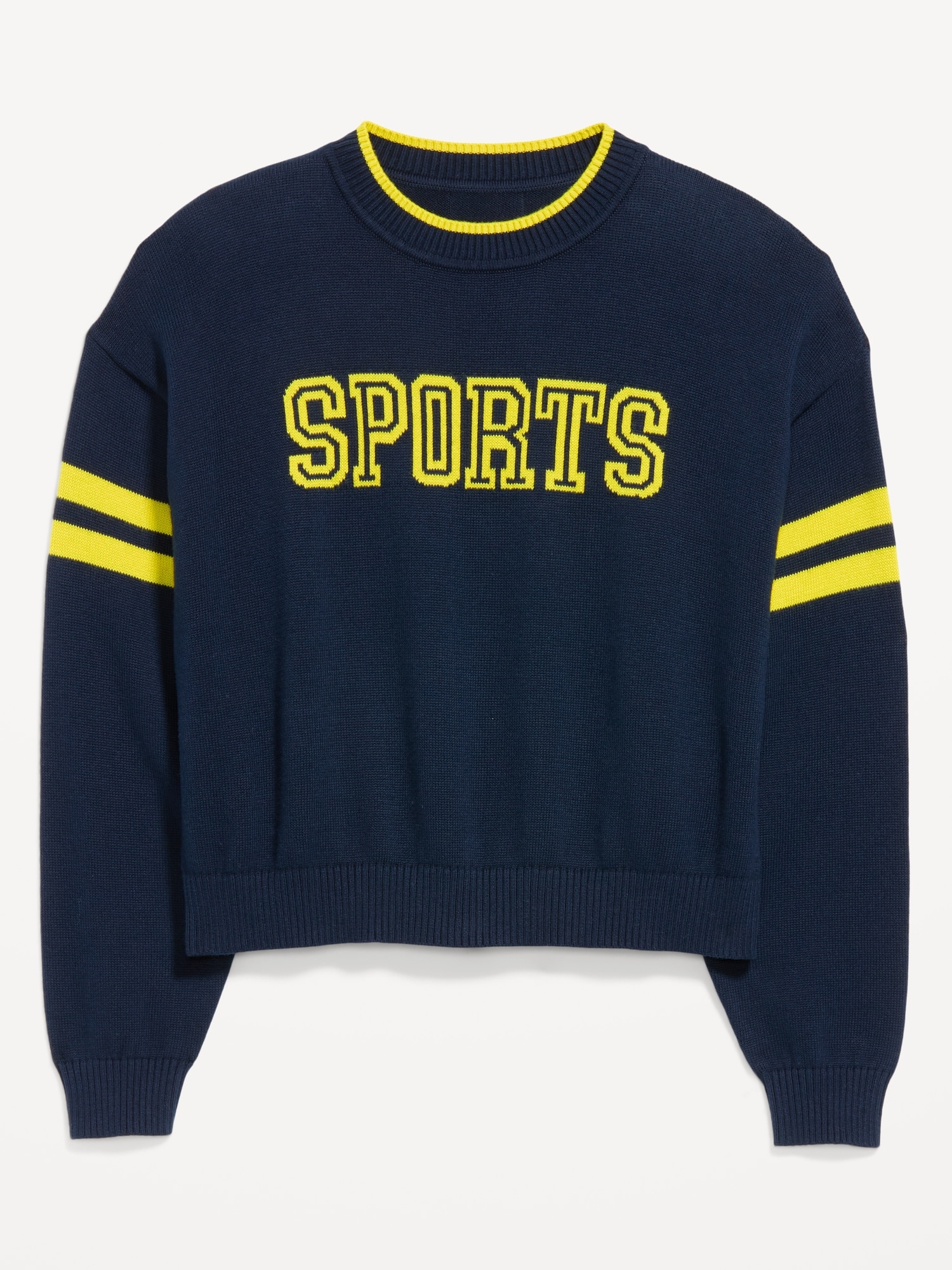 SoSoft Cotton Jacquard Crew-Neck Cropped Sweater