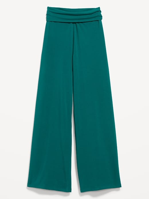 Image number 1 showing, High-Waisted PowerChill Fold-Over Wide-Leg Pants