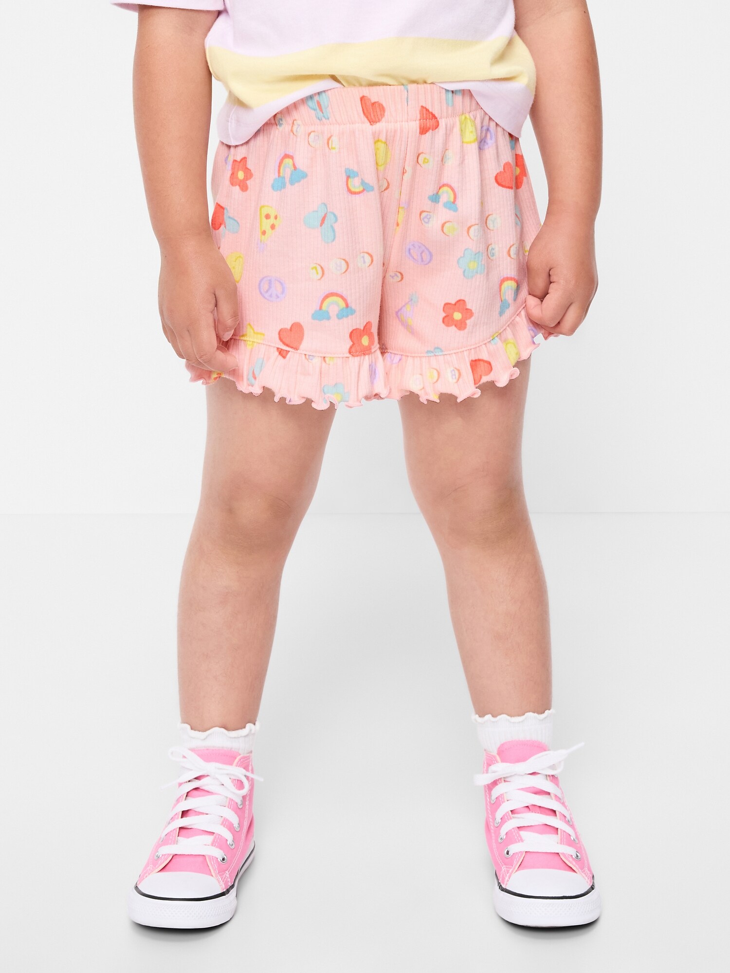 Шорты Old Navy Ribbed Ruffled Shorts для девочек-малышей, цвет: Birthday Party — фото 2