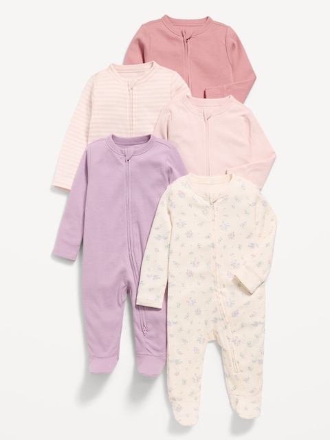 2-Way-Zip Sleep & Play Footed One-Piece 5-Pack for Baby