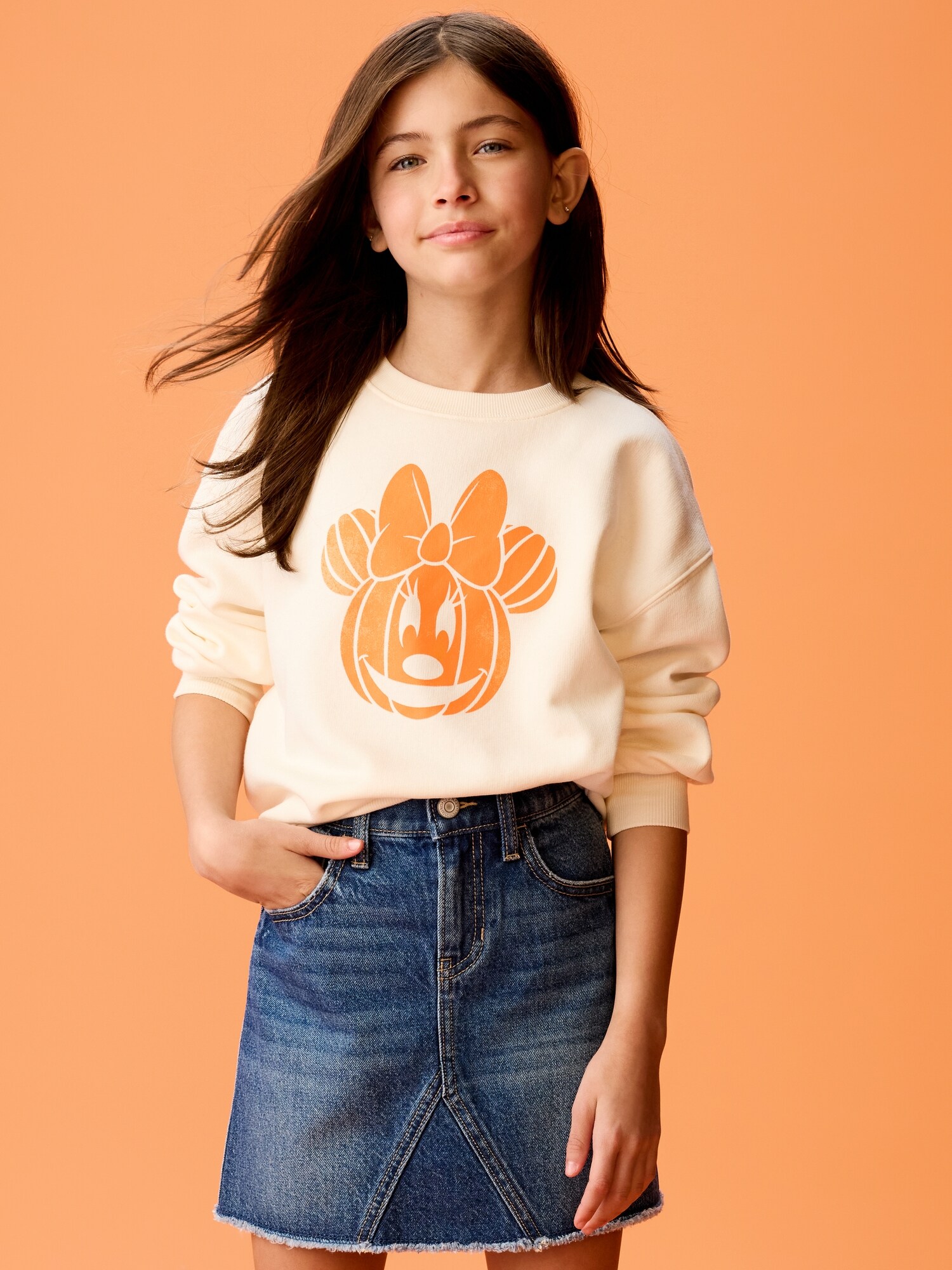 Свитшот Old Navy x Disney Minnie Mouse Oversized Tunic Sweatshirt для девочек, цвет: Creme De La Creme