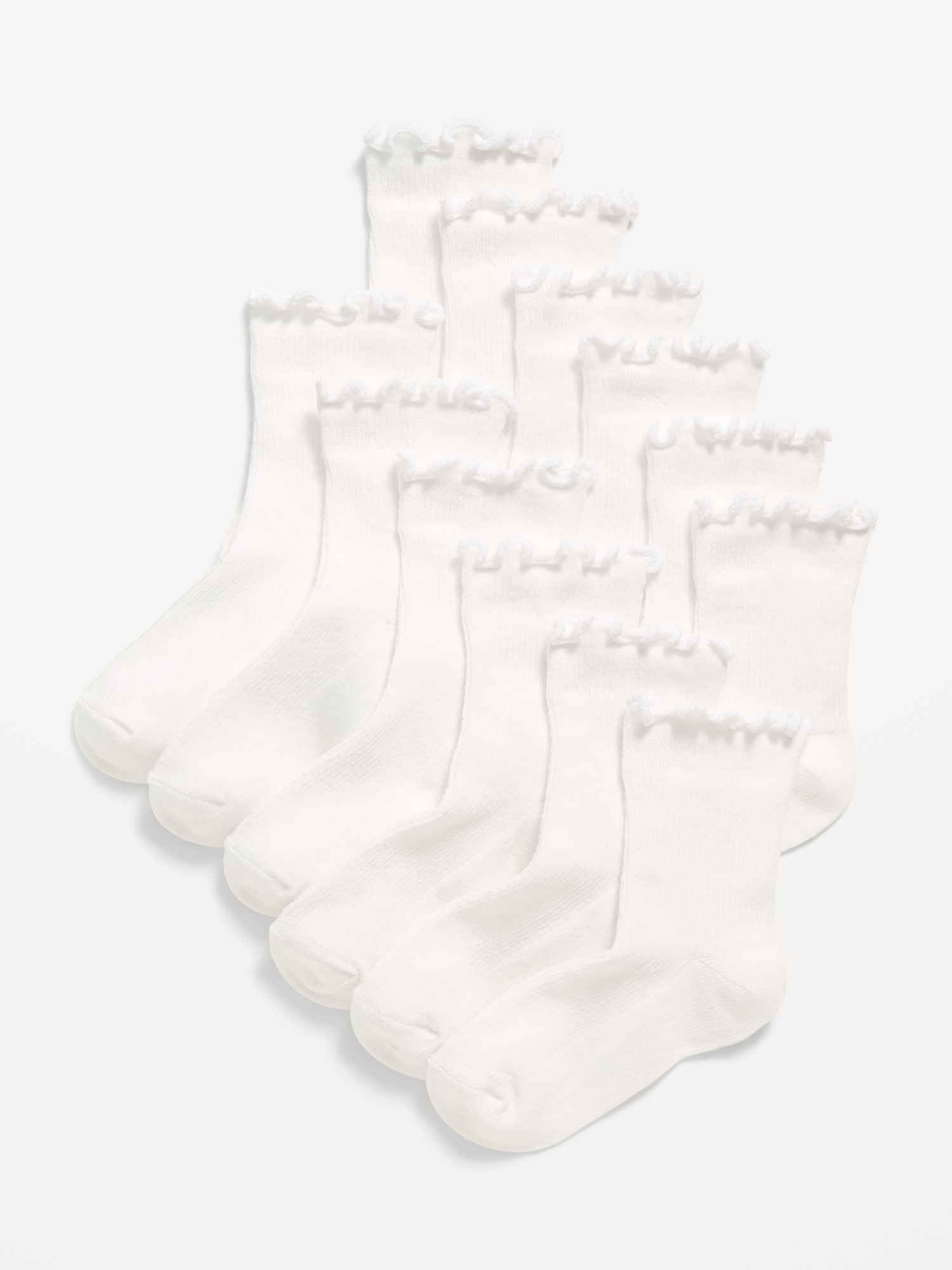 Ruffle-Cuff Crew Socks 6-Pack for Toddler & Baby