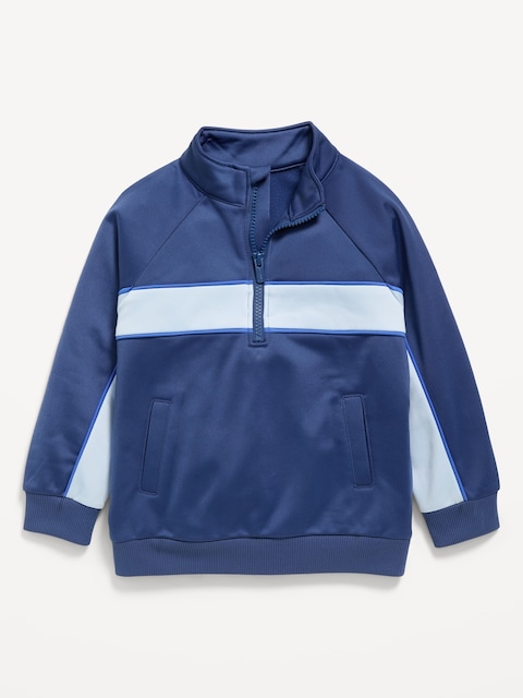 Oversized Color-Blocked Quarter-Zip Pullover for Toddler Boys