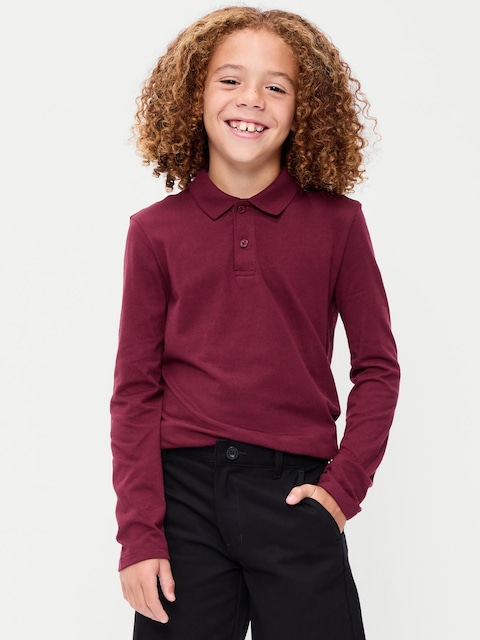School Uniform Long-Sleeve Polo Shirt for Boys