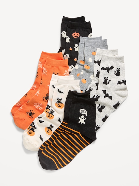 Novelty Quarter Crew Socks 6-Pack for Women