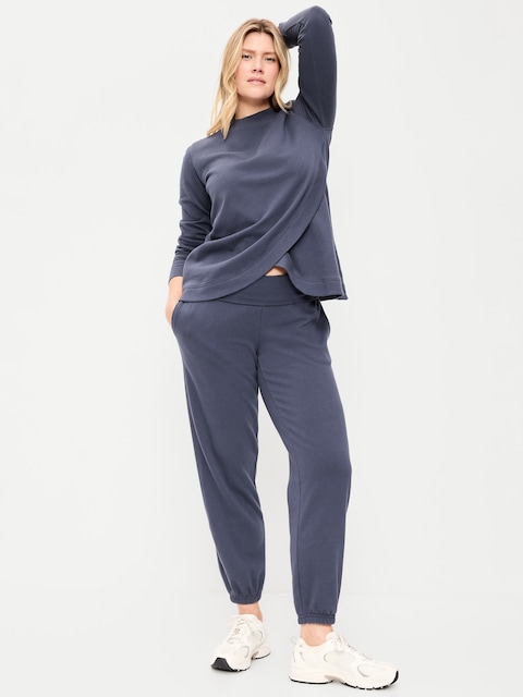 Maternity Rollover-Waist Fleece Jogger