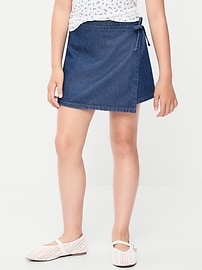 Image number 1 showing, Wrap-Front Denim Skort for Girls