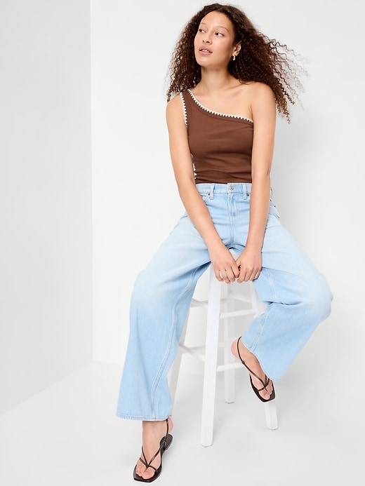 Image number 3 showing, Ribbed One-Shoulder Tank Top